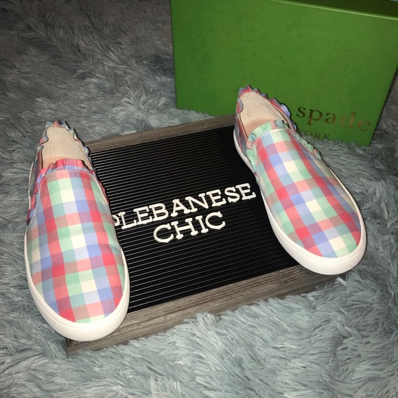 LAST ONE!! New Size 8.5 Kate Spade Plaid Sneakers - Picture 2 of 4